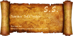 Sanko Sándor névjegykártya